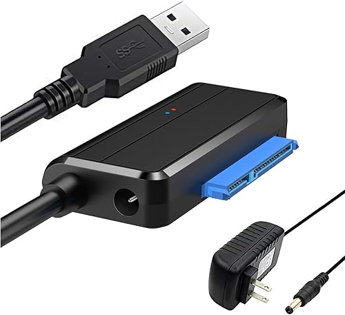 Cable SATA a USB 3.0 a 2.5 Adaptador de disco duro de 3.5 pulgadas, convertidor externo para transferencia de datos SSD/HDD, con fuente de