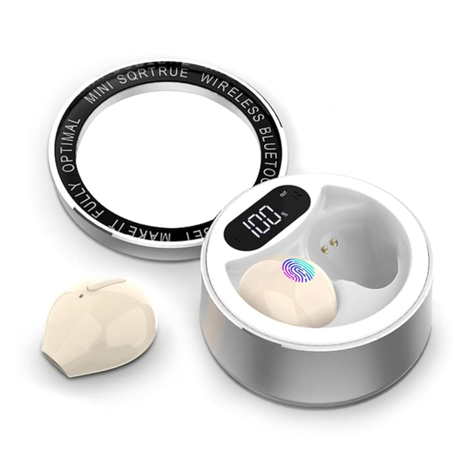 Smallest Invisible Earbuds Wireless Bluetooth Secret Hidden Headphones for Work Comfort Small Tiny Ear Buds for Sleeping Music Mini Sleep Earbuds for Side Sleepers-Beige