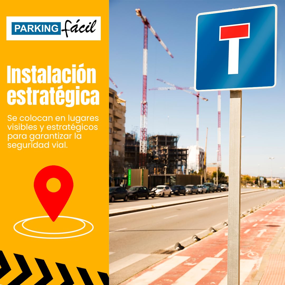 PARKING FÁCIL | Señal de Tráfico Chapa Economica | Resistente de Acero Termolacado | Señalización de Carreteras | Seguridad Vial | Máxima Visibilidad, Tamaño 50 cm (Calle sin Salida)