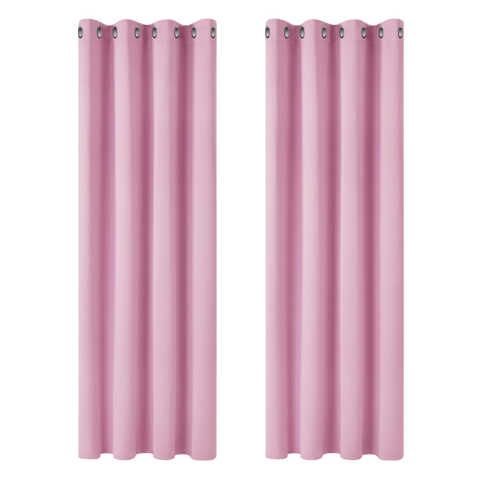 Deconovo Tende Oscuranti per Interni 2 Pezzi 260 CM Altezza, Termiche Isolanti, Anti-Rumore, con Anelli, Ideali per Camera da Letto e Soggiorno, 140x260 CM, Rosa