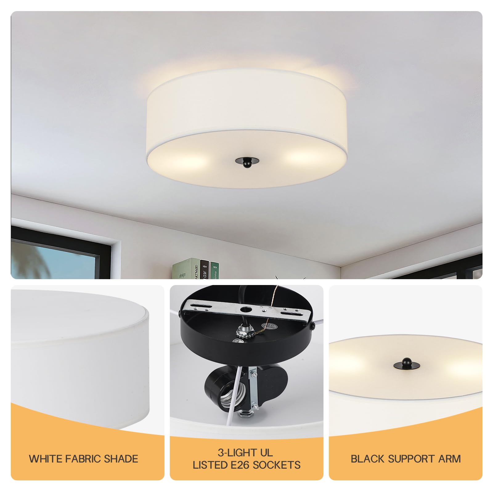 CALOKES Flush Mount Ceiling Light Fixture, 13
