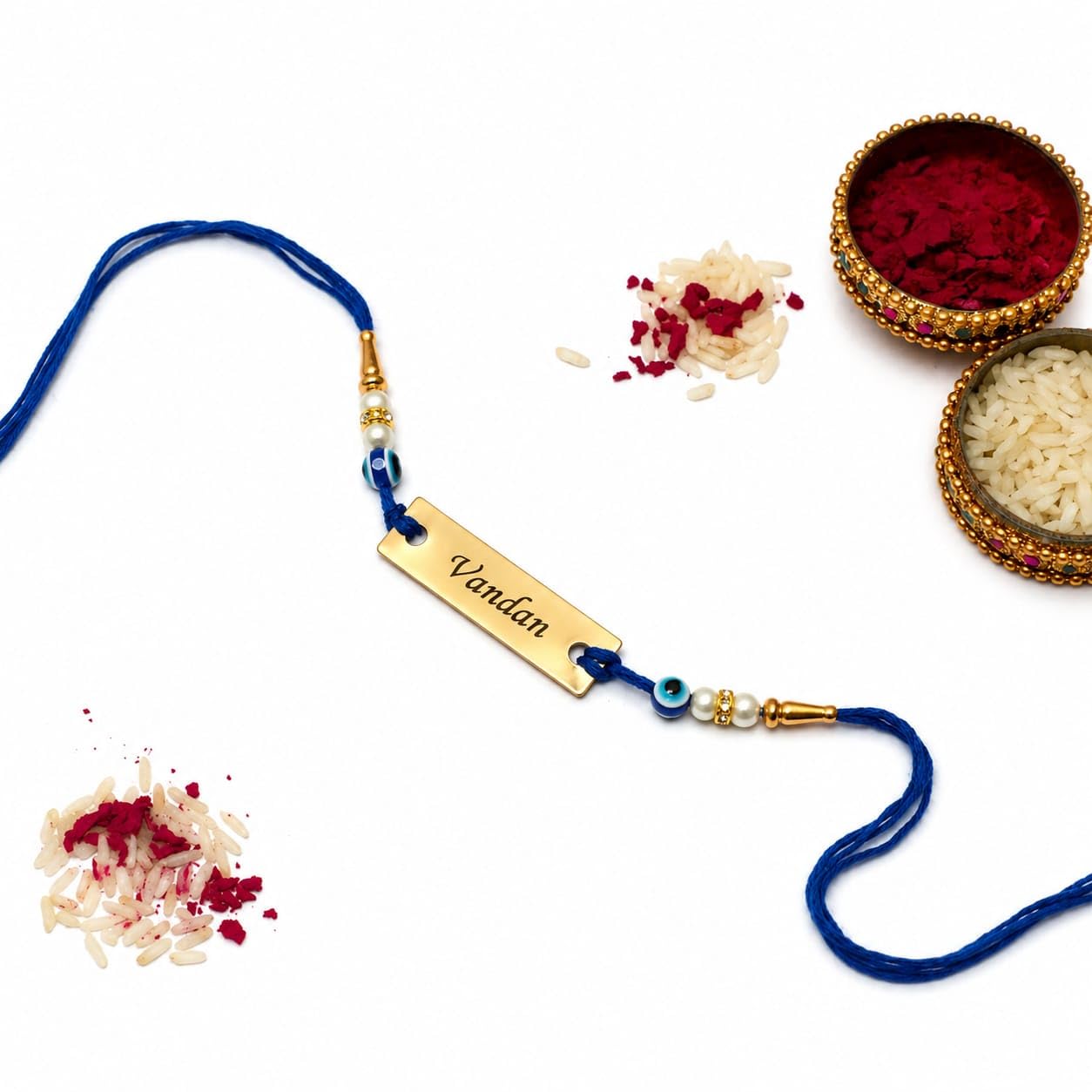 Personalized Evil Eye Rakhi for Brother | Customized Name Rakhi with Evil Eye Beads | Unique Personalized Gift for Brother-image-6