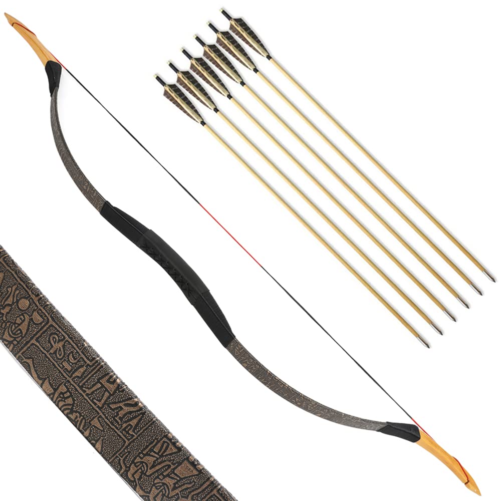 SHARROW Archery Traditional Bow Recurve Bow and Arrows Set Handmade Longbow Wooden Mongolian Horsebow Hunting Bow 20-50lbs for Adult Shooting Practice (25lbs, Type 1)