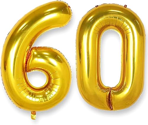 Miniatura 1 de AULE Globos grandes de Mylar de 40 pulgadas para hombres y mujeres, decoraciones de fiesta de cumpleaños de 60 años, suministros de fiesta de