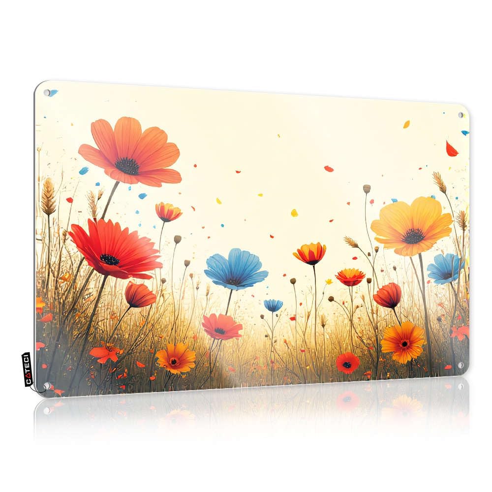 Colorful Flowers Bloom In The Field. Preppy Art | Wall Vintage Style Birthday Backyard Decoration Easy Hang(30X40CM)