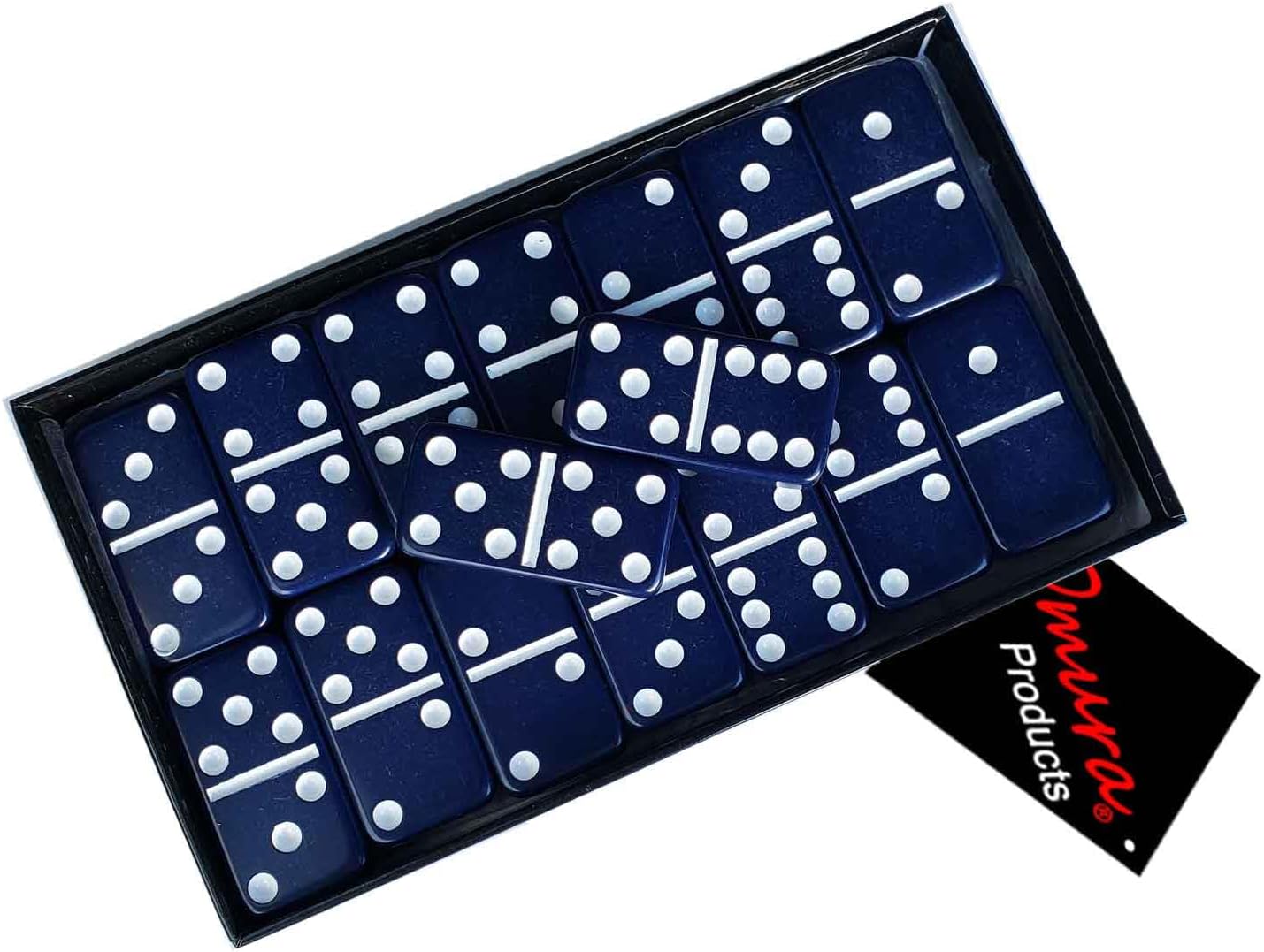 OMURA Games | Double 6 Jumbo Dominoes (Navy Blue)