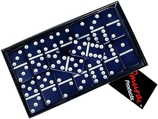 OMURA Games | Double 6 Jumbo Dominoes Set | Midnight Blue
