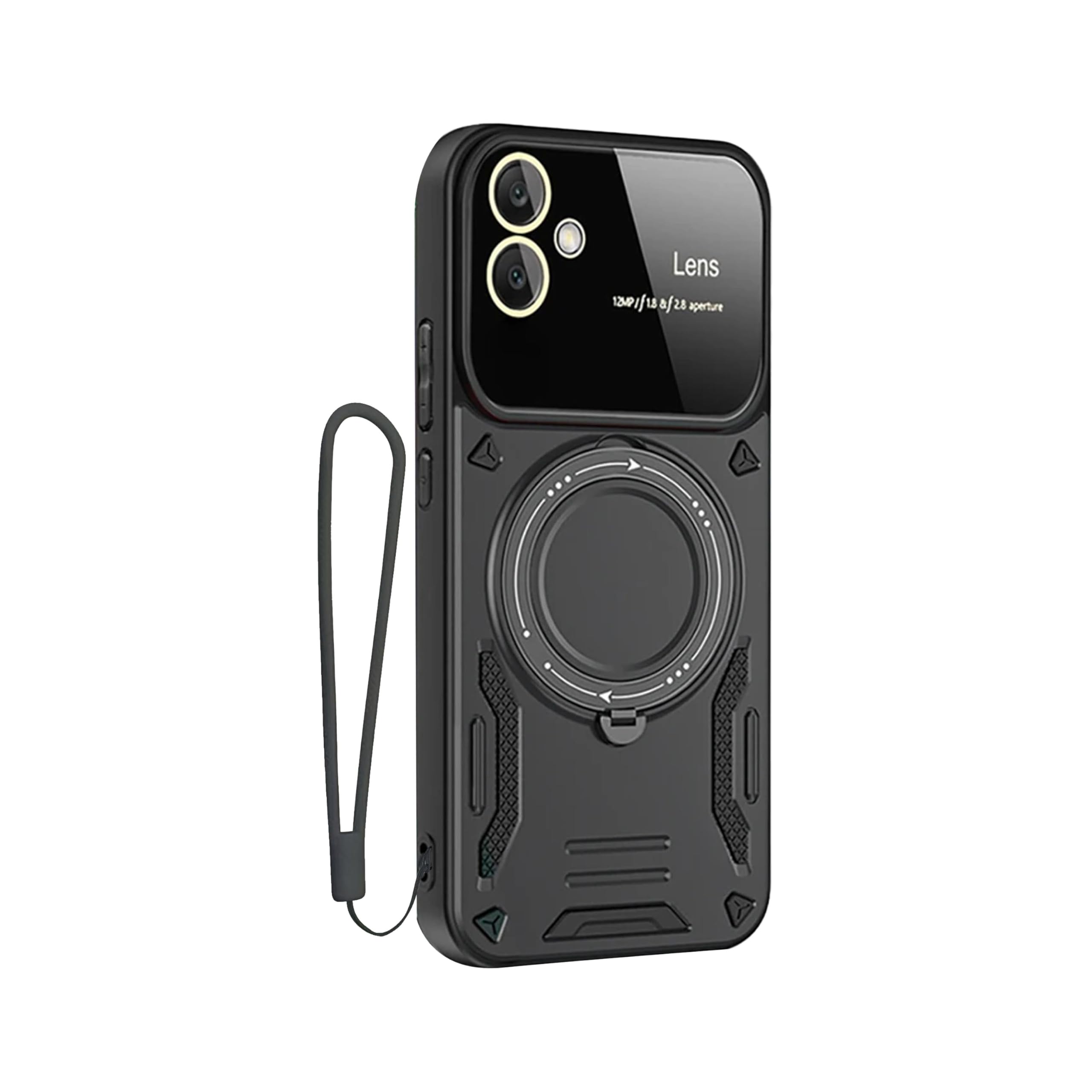 Military Grade Phone Samsung Galaxy A06 Kikstand 360° Camera Protection ShockProof Cover,Drop Protection Strap Silicone Case Lens Protection Hybrid SamsungA06 Without Glass