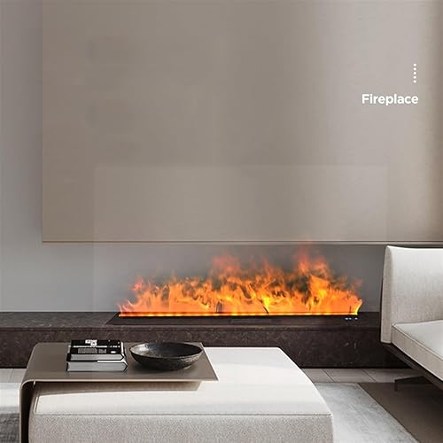 Miniatura 5 de Chimenea eléctrica de vapor de agua empotrada con efecto de llama realista 3D, chimenea de vapor de acero inoxidable ultrafina, control táctil,
