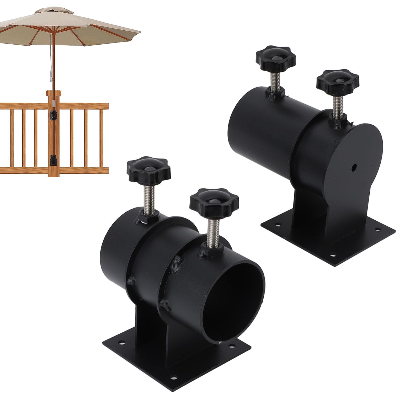 AMONIDA Portaombrelli da Giardino Resistente, Portaombrelli da Esterno Regolabile con 4 Manopole Fisse, Ideale per Ringhiere di Terrazze, Balconi, Recinzioni di Cortili, Panchine