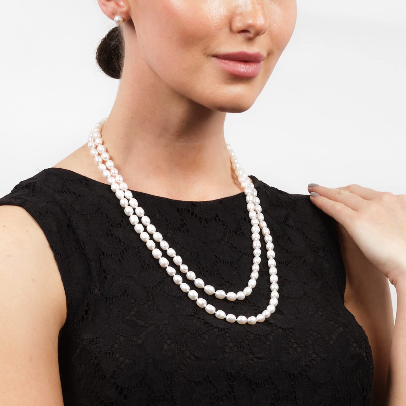 Treasure Bay Collana Lunga di Perle Bianche d'Acqua Dolce