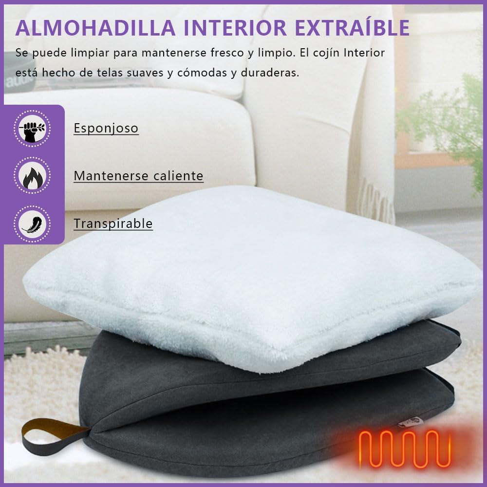 Voarge Cueva Suave y Cálida para Gato, Cama de Felpa con Cojín Interior Extraíble y Lavable, Gris, Medium
