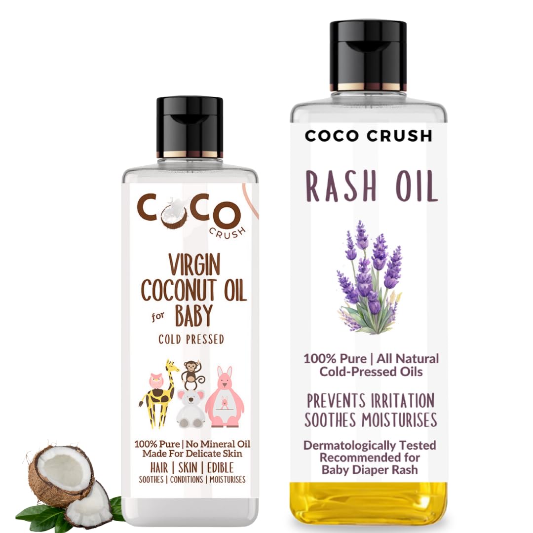 Baby Comfort Combo of Virgin Coconut, 50ml and Rash Oil for Babies, 200ml | 100% Pure, Natural, and Cold-Pressed (250ml)-image-40