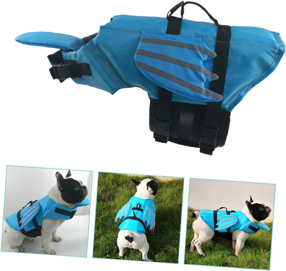 SHINEOFI Wear-Resistant Dog Swimming Vest with Reflective Wings, Breathable Portable Life Jacket for Medium Dogs, Outdoor Puppy Safety Preserver for Pool and Beach