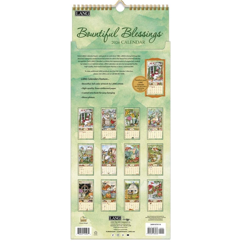 Lang, Bountiful Blessings - Calendario de pared vertical 2026