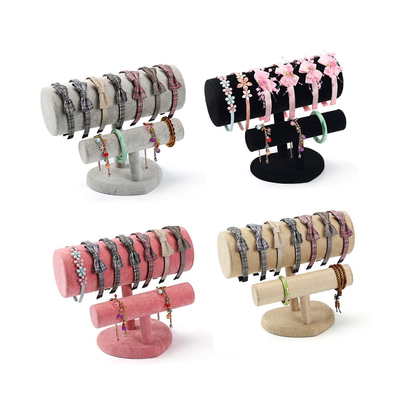 Présentoir à bijoux pour serre-tête et bracelets en velours
