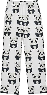 Pantalones de pijama para niños de 6 a 14 años, con estampado de panda y lindos animales, color blanco, con bolsillos, para niñas de 6 a 14 años