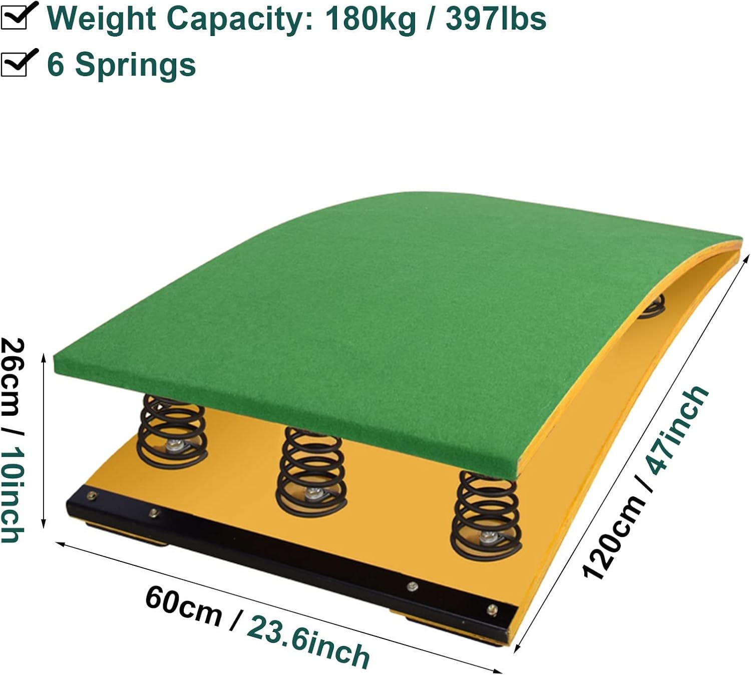 Adult Gymnastics - 6 Spring Elastic Vaulting Board for Long Jump & Somersault Training, Perfect for Gym Playrooms & Schools (Color: Green)