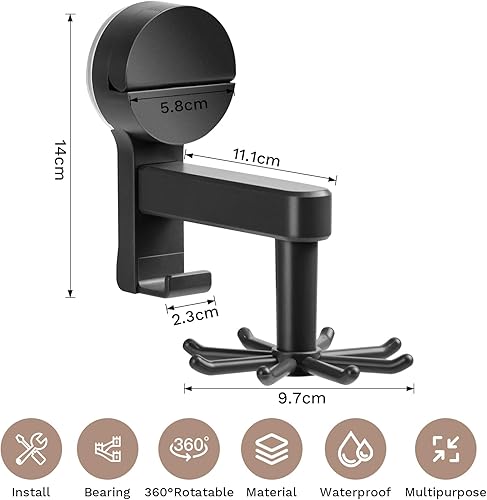 Miniatura 5 de Ganchos de ventosa  Organizador de montaje en pared giratorio de 360, ganchos sin adhesivo sin daños para paredes, cocina, baño, soporte para