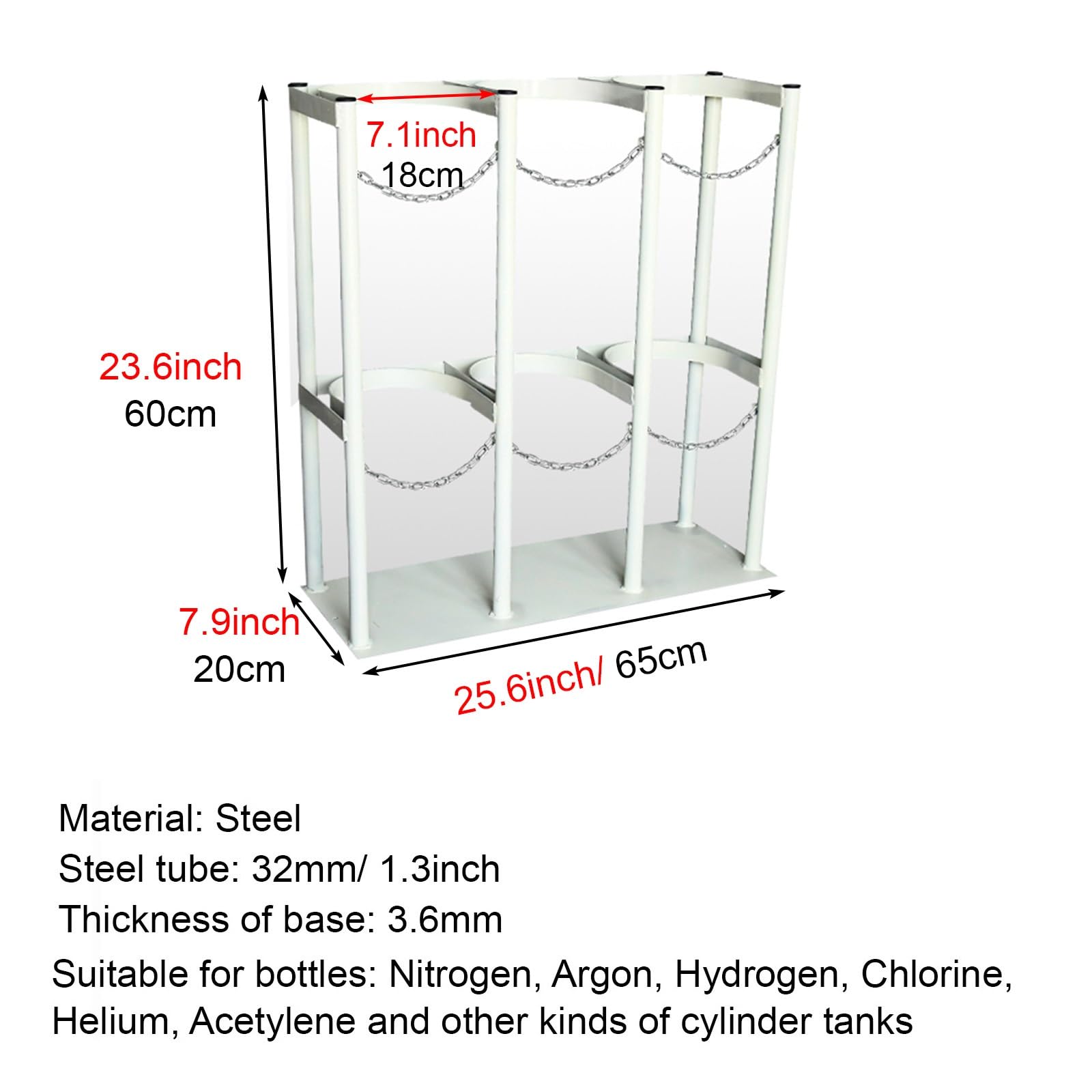 Soporte para bombonas de gas, soporte fijo para bombonas pequeñas de 8/10 L, clips de seguridad para oxígeno con cadena protectora y tornillos de fijación, soporte independiente de acero para tanque