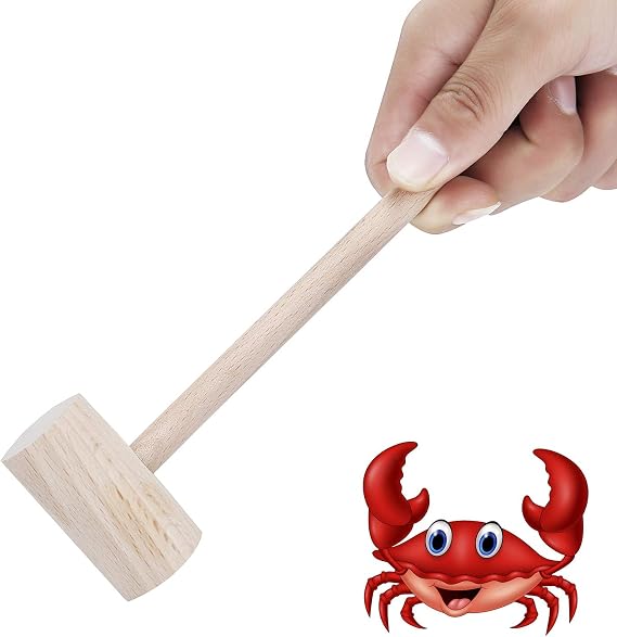 12 Pcs Wood Crab & Mallets Mallets, Natural Beech Wood Hammers