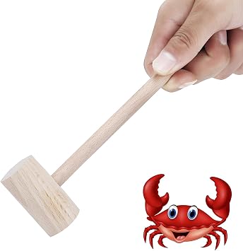 12 Pcs Wood Crab & Mallets Mallets, Natural Beech Wood Hammers