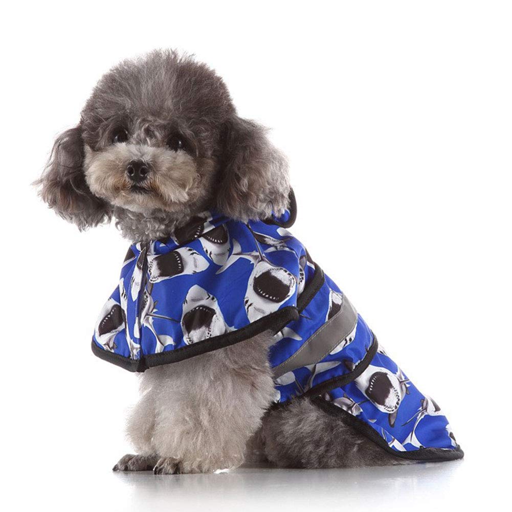 YUNDING Pet Dog Raincoat With Hood And Safe Reflective Strips, Ultra-light Breathable Small Medium Big Dog Clothes 100% Waterproof Rain Jacket Coat(Color:blue,Size:S)