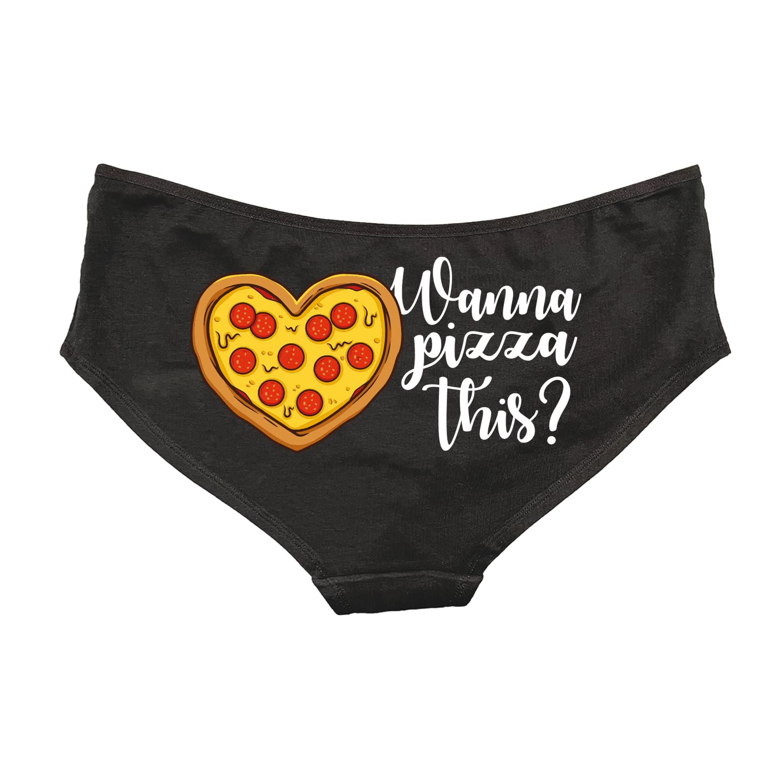 Smartypants Women's Black Wanna Pizza This? Knickers Pants - Cheese Tomato Funny Rude Sweet Sexy Love Hearts Valentine's Day Boyfriend Girlfriend Husband Wife Partner Gift Present (2Xl, )