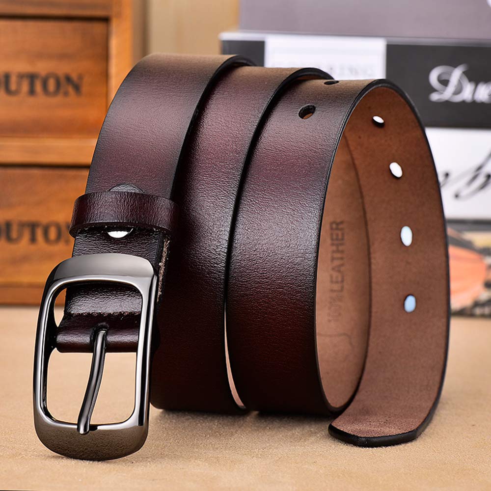 Ceinture pour femmes Ceinture en cuir véritable avec boucle en alliage à une broche rouge noir marron