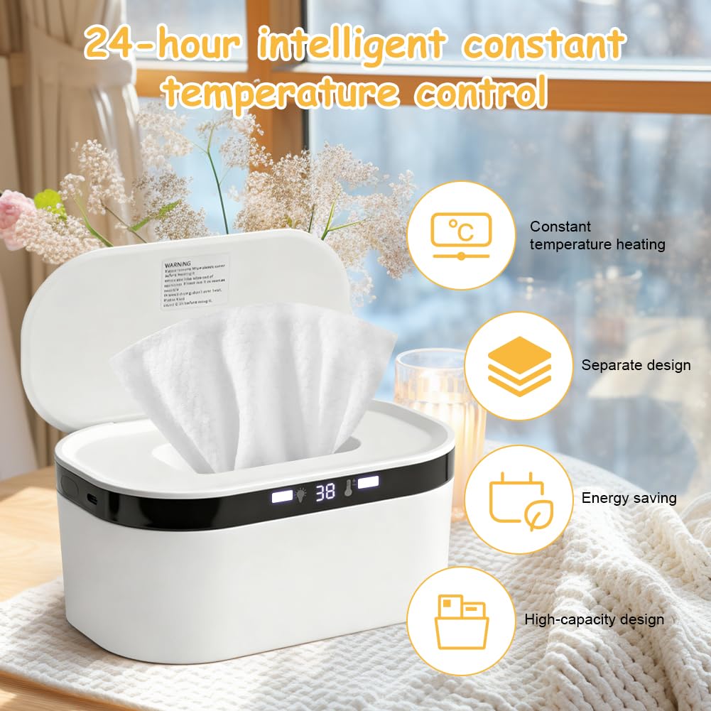 Chauffe-lingettes humides 10 W USB 3 niveaux de chauffage rapide veilleuse intégrée pour bébé