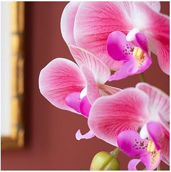 Yapay çiçek seti, yapay Phalaenopsis tek çiçekli, saksılı yapay orkide, vazoda için sahte çiçek, oturma odası için,
