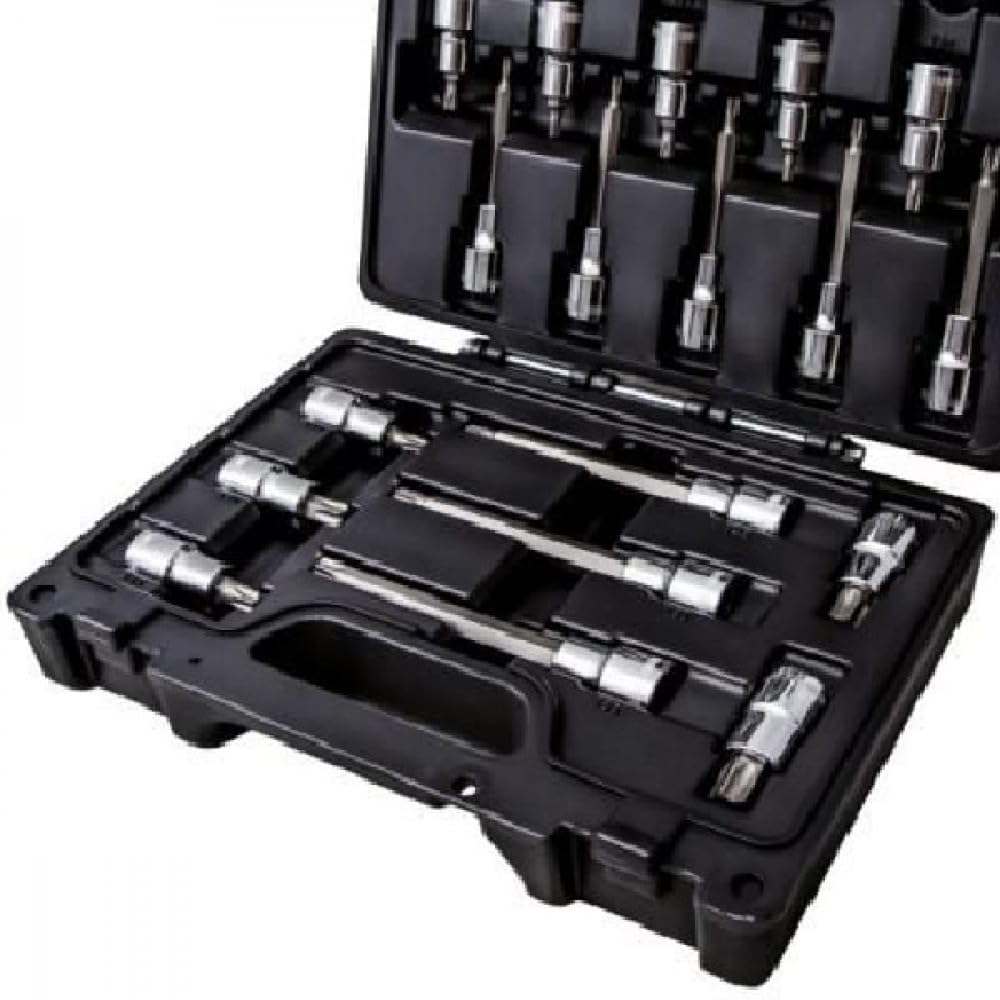 Beta - 923E-TX/C18 ​​Juego de 18 llaves de vaso para tornillos con huella Torx(R) en una cómoda y práctica caja de plástico, ideales para el mantenimiento general