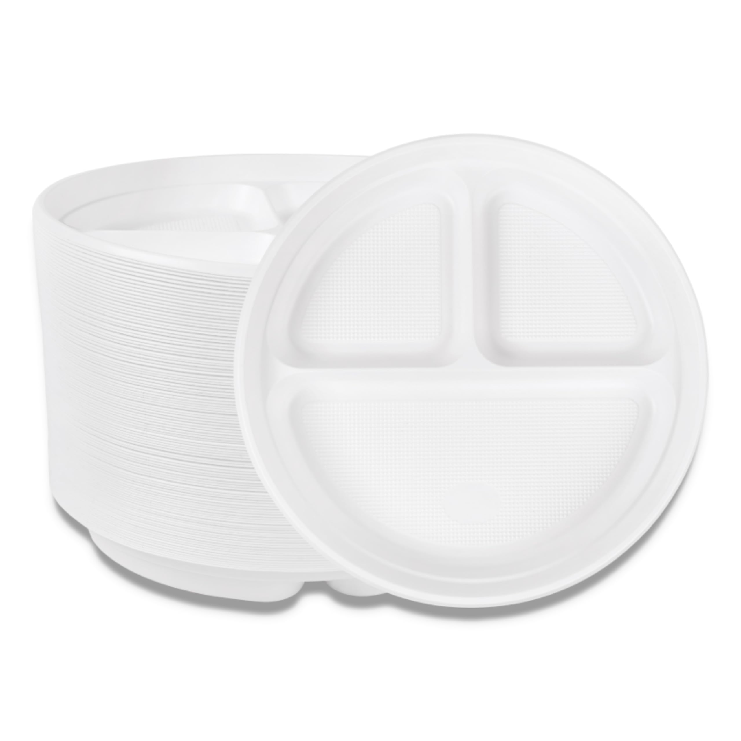 Inoverse Piatti in plastica riutilizzabili 100 pezzi Ø 22 cm – stabili piatti e piatti in plastica per barbecue, catering e compleanno, bianco, lavabili in lavastoviglie