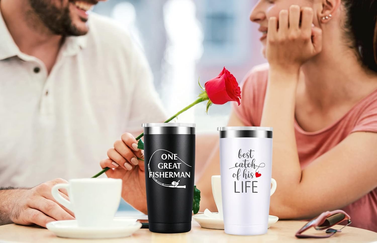 Sixspace Wedding Anniversary for Couple Friend Lovers Cups Stainless Steel Wine Tumbler Travel Mug with Straw and Lid,2 Pack (4.blackwhite) - Image 9