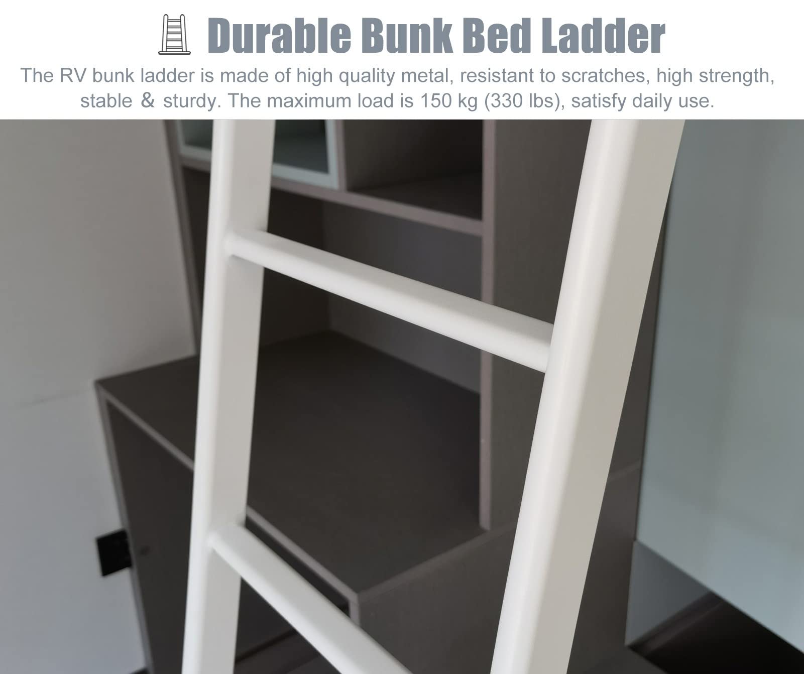 Scaletta regolabile per letto a castello da 114150 cm, ideale per camere da letto Cara, design salvaspazio con gancio, per letti singoli da 116 cm di lunghezza