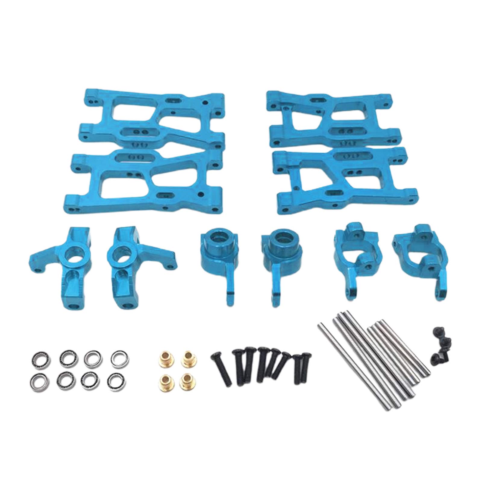 18 Stück RC Auto Fahrzeuge Ersatzteile Schwenkarm Lenkungseinheit Aufrüst Metallteile Zubehör für Montage für Wltoys 1 12 124018 124019 1 14 144001 Re, Blau