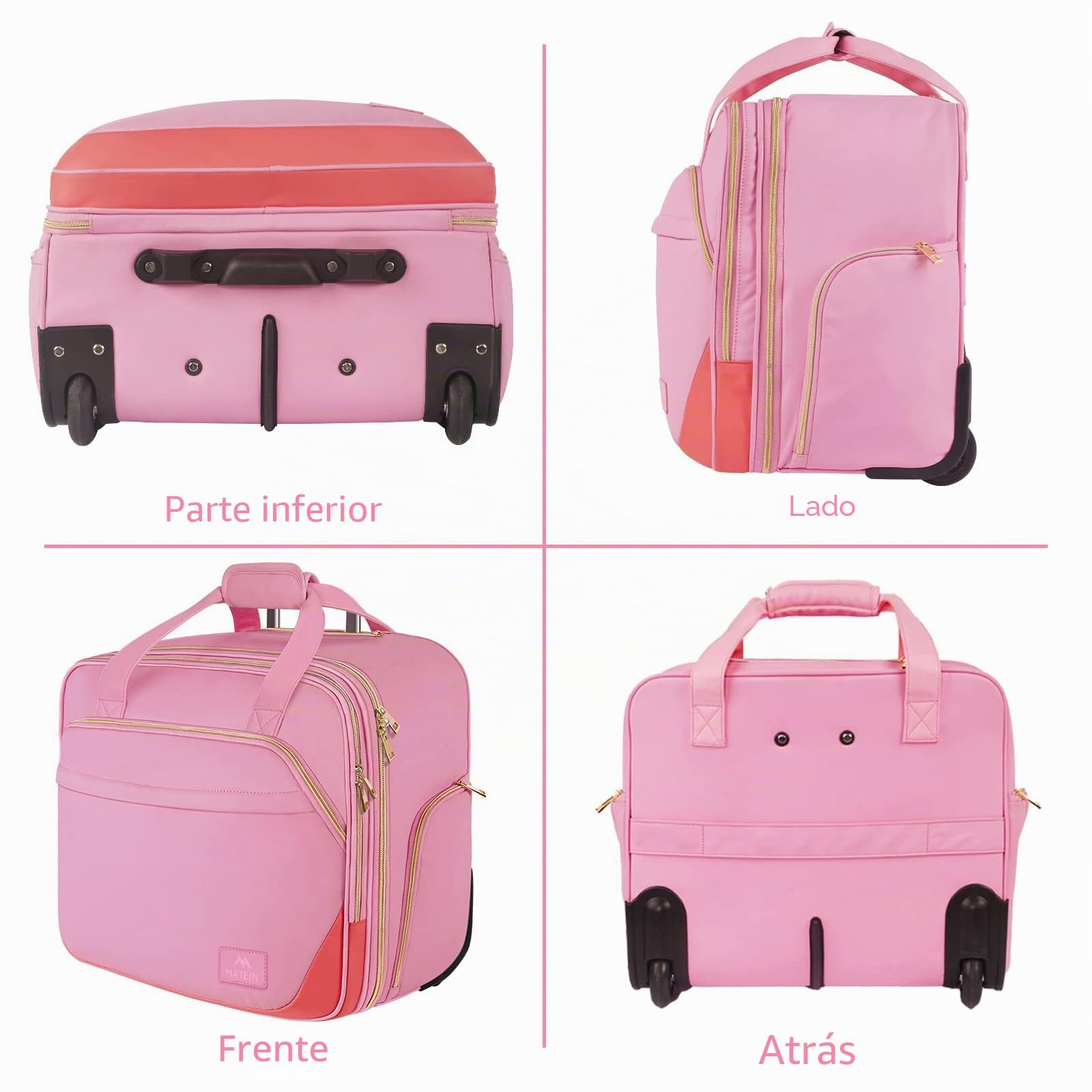 MATEIN Bolsa para Laptop de 17 Pulgadas con Ruedas, Ligera Funda de piloto para Hombre, maletín para Mujer, Carrito de computadora, Viaje de Negocios, Bolsa de Cabina con Ruedas, Maleta de Transporte