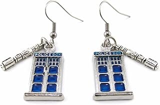 Doctor Who Tardis And Sonic Screwdriver Earrings With Stainless Steel Earring Hooks - Fire Phoenix Designs