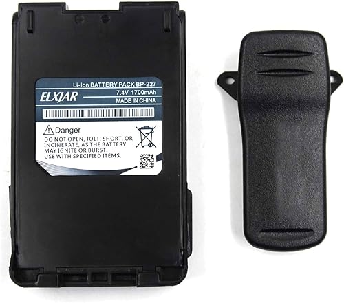 Miniatura 6 de elxjar Paquete de 2 baterías de iones de litio de repuesto 7.4V 1700mAh BP-227 para radio bidireccional ICOM IC-F50 IC-F50V IC-F51V IC-M87 IC-M88
