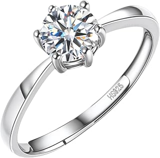 HighSpark 925 Silver Solitaire Rings for Women | Adjustable Contemporary Style | 92.5 Sterling Silver & Diamond Like Brill... Price In India