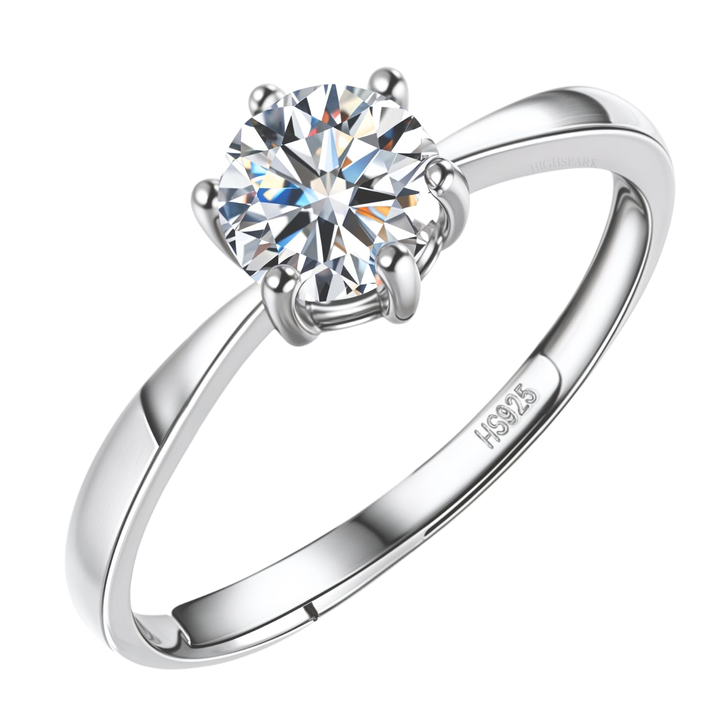 HighSpark 925 Silver Solitaire Rings for Women | Adjustable Contemporary Style | 92.5 Sterling Silver & Diamond Like Brill... - Review, Price and Buying Guide