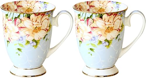 Miniatura 2 de Taza de café 10.1 fl oz, taza de cerámica de porcelana de hueso, tazas café pintura floral, presente creativo, ceremonia vintage
