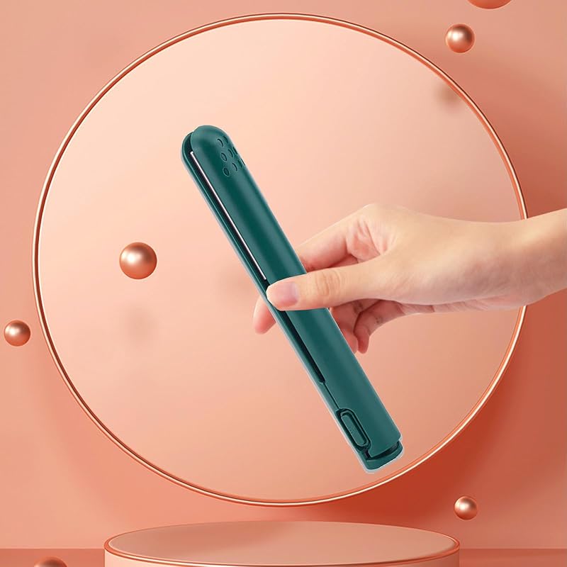 DAZZTIME 2in1 Mini Hajsütő és Göndörítő, Kerámia Göndörítő USB Töltéses Utazáshoz, Zöld