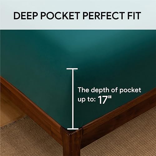 Miniatura 5 de HENGWEI - Juego de sábanas de microfibra cepillada de 4 piezas, color verde, con bolsillo profundo, sábanas y fundas de almohada, extra suaves,