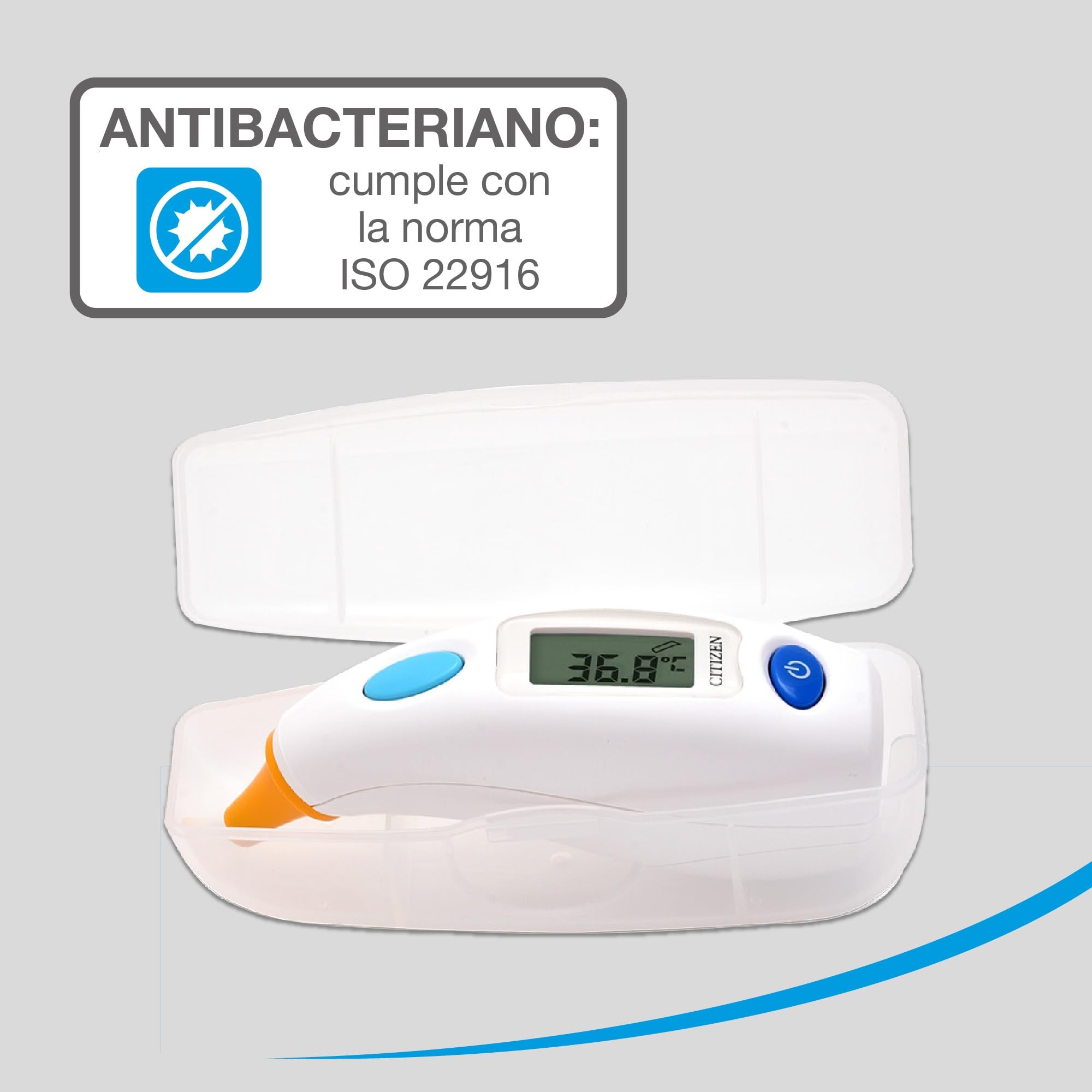 Citizen Termómetro de Oído Digital, Termómetro Auricular Alta Precisión para Adultos, Niños y Bebés, Infrarrojo con Alerta de Fiebre, Antibacteriano, Lectura 1-3 Segundos, 12 Memorias