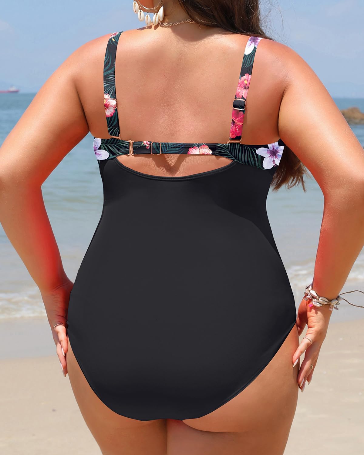 Yonique Women Plus Size One Piece Swimsuits Tummy Control Bathing Suits Twist Front Ruched Swimwear - Image 2