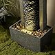Teamson Home Garten Outdoor Brunnen Hoher Wasserfall mit warmen LED-Lichtern, Layered Rock Design, Robustes Polyresin, dunkelgraues Finish