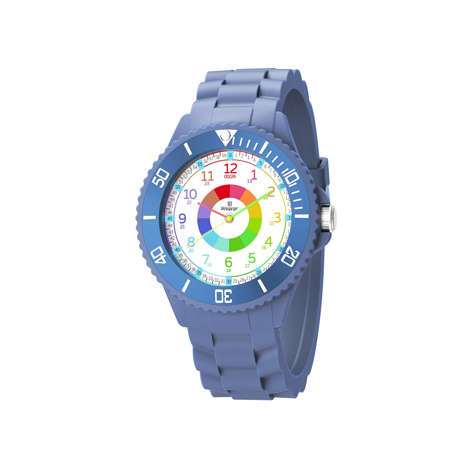 WeaxiTex Orologio per bambini per ragazzi e ragazze,orologio da polso educativo per bambini,orologio analogico con lunetta girevole con esercizi,facile da imparare a leggere