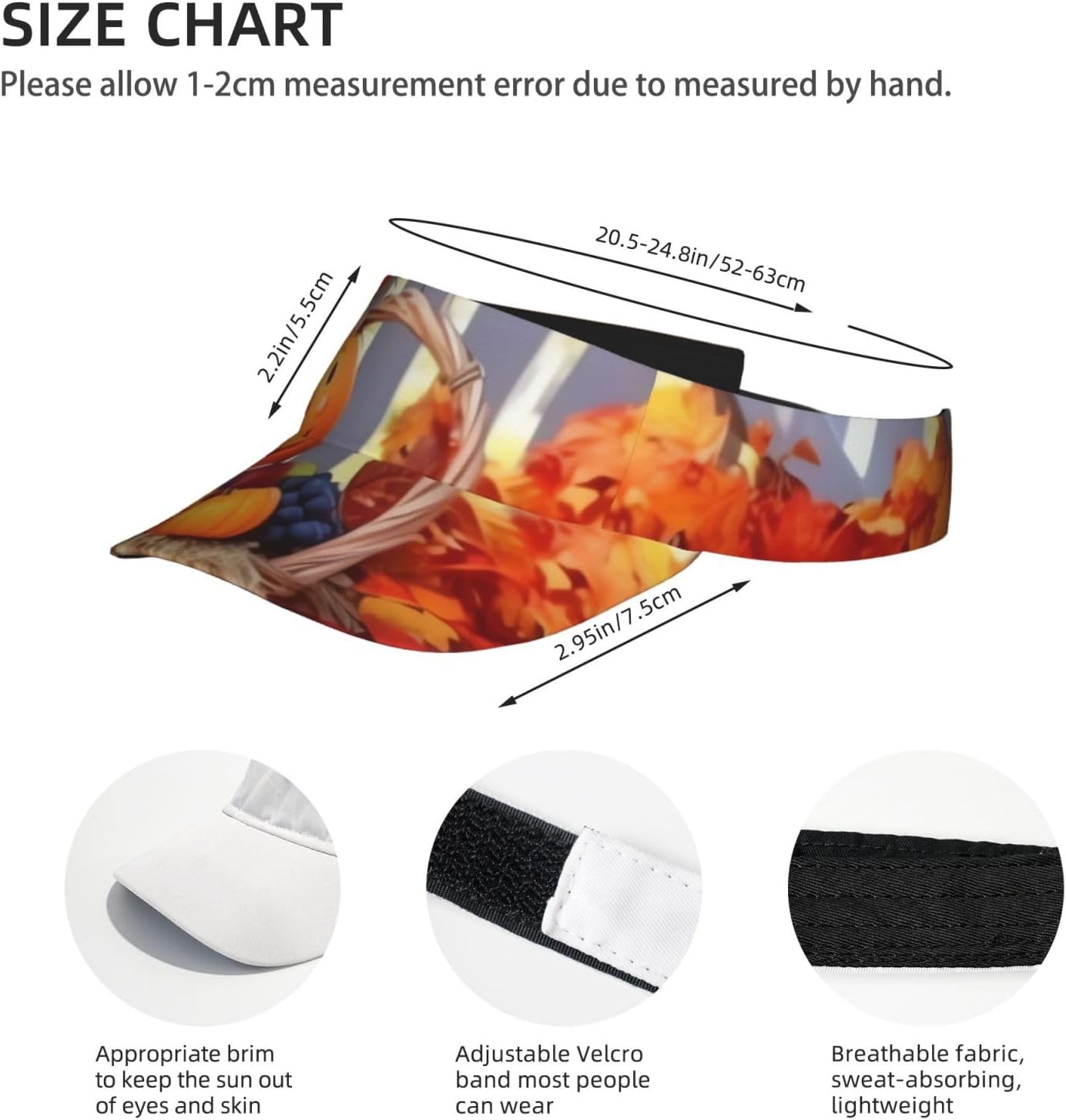Autumn Thanksgiving Sun Visor Hat for Women Men Outdoor Sports Golf Visor Beach Travel Tennis Cap
