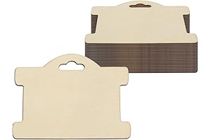 20 Pack 3.94x2.87 Inch Unfinished Wood Bracelet Jewelry Display Cards with Hole